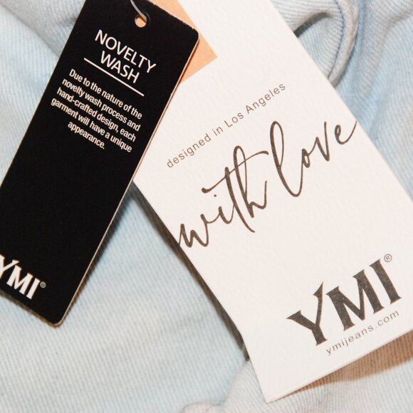 YMI Women's Novelty Wash Faded Jean Denim Moto Jacket NWT Larg - Picture 6 of 7